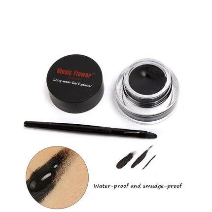 Music Flower 2pcs/Kit Eyeliner Gel Cream Natural Brown Makeup Eye Liner With Brush Easy to Draw Arrows Waterproof Eye Cosmetics