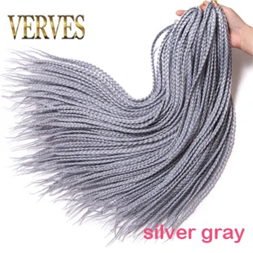 VERVES Crochet Braids Synthetic 24 inch Box Braid 22 Roots/Pcs Ombre Braiding Hair Extensions Heat Fiber Bulk Braid Pink,Black