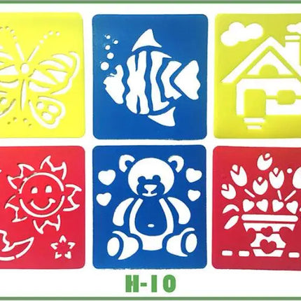 6pcs Plastic Picture Drawing Template Stencils Rulers Painting Kids Diy Art Paper Coloring Cards Scraping Drawing Toys GYH