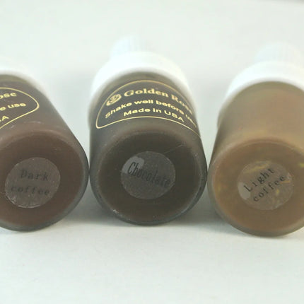 3pcs Deep dark brown Coffee Tattoo Ink Golden Rose Permanent Makeup Ink Pigment For Eyebrow Lip Tattoo with 12 Colors to Choose