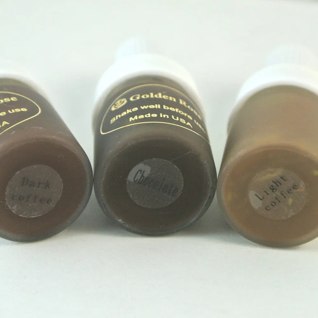 3pcs Deep dark brown Coffee Tattoo Ink Golden Rose Permanent Makeup Ink Pigment For Eyebrow Lip Tattoo with 12 Colors to Choose