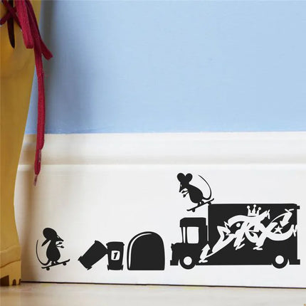 Funny Mouse Hole Wall Stickers Kitchen Bedroom Baseboard Home Decoration 3d Vinyl Wall Decals Diy Cartoon Rat Animal Mural Art