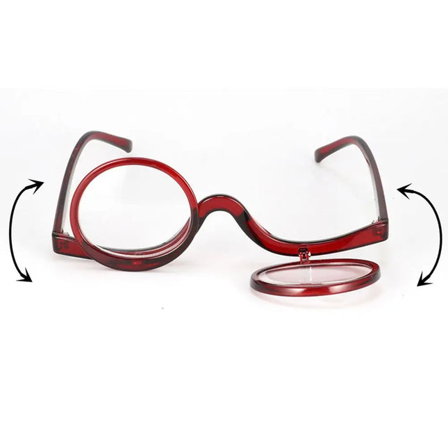New Rotating Magnifying Makeup Reading Glasses For Women Folding Clamshell Cosmetic Presbyopic Glasses For Elderly Unisex