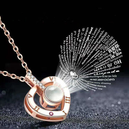 Letter Necklace 100 Languages I Love You Projection Pendant Necklace Women Jewelry Best Friends Collier Femme Bijoux Gifts