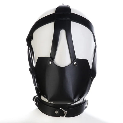 SM Leather Padded Hood Blindfold Head Harness Mask Mouth Gag Balls BDSM Bondage Sex Toys For Couples 18 Adult Erotic Accessories