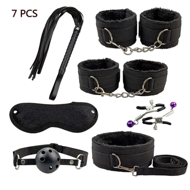 Adults Products Leather Sex Toy Kit Handcuffs Bondage Set Sex Games Bdsm Adult Toys Exotic Accessories Sex Toys for Couples