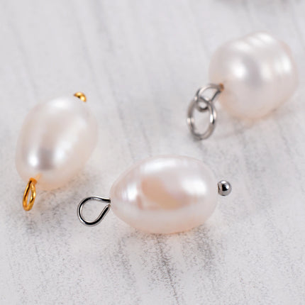 10Pcs/Lot Natural Pearl Charms Stainless Steel Pendant Bracelet Bead Necklace DIY For Jewelry Making Handmade Findings Wholesale