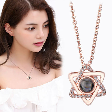 Letter Necklace 100 Languages I Love You Projection Pendant Necklace Women Jewelry Best Friends Collier Femme Bijoux Gifts