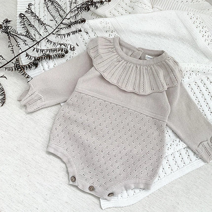 Baby Girls Romper Autumn New Born Baby Knitted Romper Ruffle Long Sleeve Newborn Baby Clothes Infant Baby Jumpsuits Girl overall