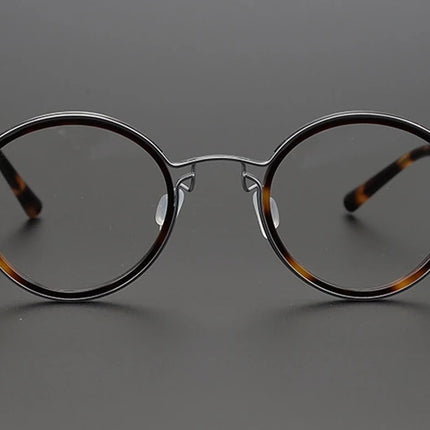 Top Quality Retro Round Glasses Frame Japanese Handmade Titanium Ultralight Men Eyeglasses Women Eyewear Acetate Korean Fashion