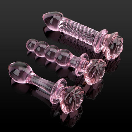 Sexy Rose Anal Beads Glass Butt Plug for Women Vaginal Dilator Dildos Female Masturbator Erotic Products Sex Toys Adults Men 18