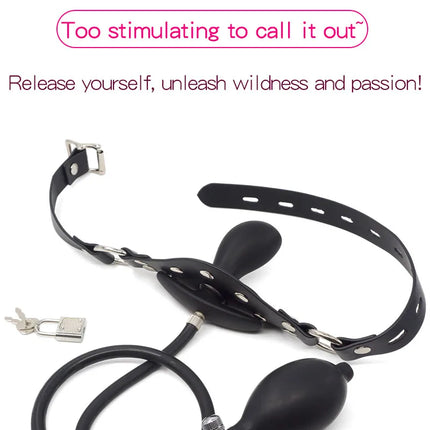 Flexible Size Silicone Mouth Gag BDSM Ball Accessory Plug Inflatable with Detachable Pump for Erotic Restraint Sex Game Play Toy