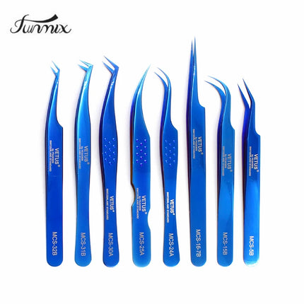 1pcs Vetus MCS Series Blue/Gold/Colorful Russian Volume Bloom Eyelash Extension Tweezers Stainless Precision Lash Tweezers Tools