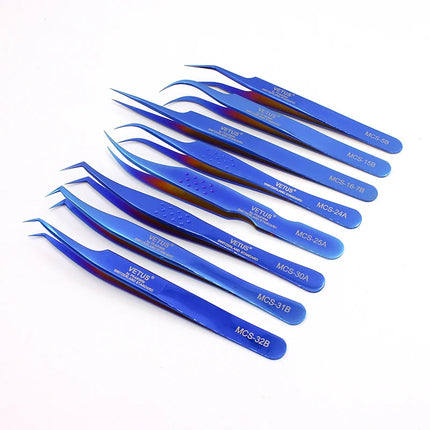 1pcs Vetus MCS Series Blue/Gold/Colorful Russian Volume Bloom Eyelash Extension Tweezers Stainless Precision Lash Tweezers Tools