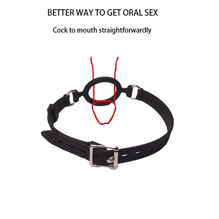 PU Leather Open Mouth Hood Mask,With Full Silicone O Ring Gag Strap,Fetish Slave Bondage Gimp,BDSM Sex Toy For Couple Adult Game