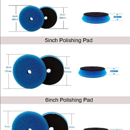 HUTU 3/5/6 Inch Polish Pad Europe Sponge Different Hardness Polishing 80mm/125mm/150mm Car Sponge Pad For Dual Action polisher