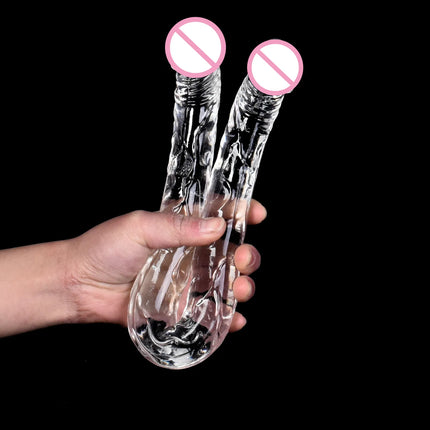 Double Head Dildo Long Jelly Realistic Dildo Double Ended Dildo Flexible Big Penis for Women Masturbator Sex Toys for Lesbian