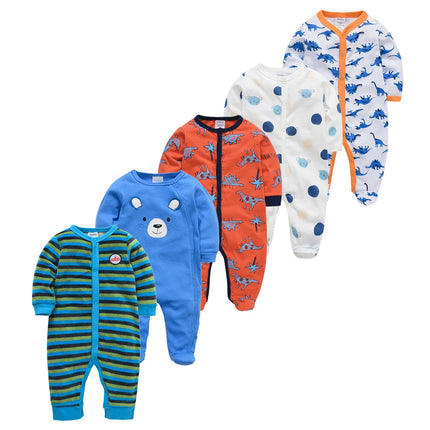 5pcs Honeyzone Winter Toddler Animal Footies New Born Baby Clothes Set Soft Breathable Pyjama Ubranka Dla Niemowlat Clothing Set