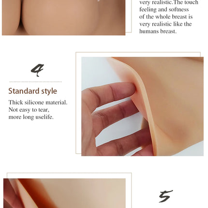DIY Inflatable Realistic Silicone Fake Boobs Breast Forms Round Collar for Transgender Crossdresser Drag Queen Cosplay