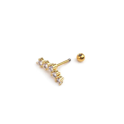 1PC Gold/Silver Color New Design Cz Curved Bar Cartilage Earring Conch Piercing Helix Stud Ear Piercing Jewelry