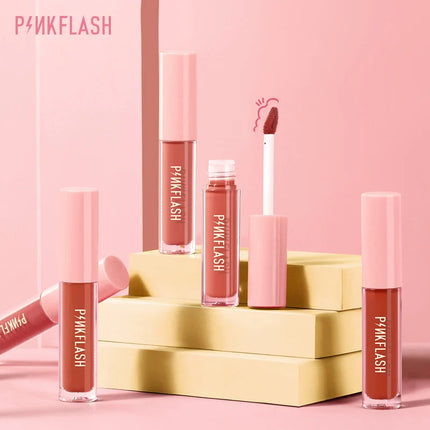 PINKFLASH Lipgloss Matte Lipstick Soft Moisturizing Red Nude Pink Melting Lip Cream Waterproof Makeup Not Fade Lip Gloss Liptint