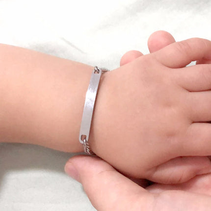 Vnox Adjustable Length Kids Babi ID Bracelets Anti Allergy Stainless Steel Girl Boy Children Anti Lost Jewelry Custom Name Phone