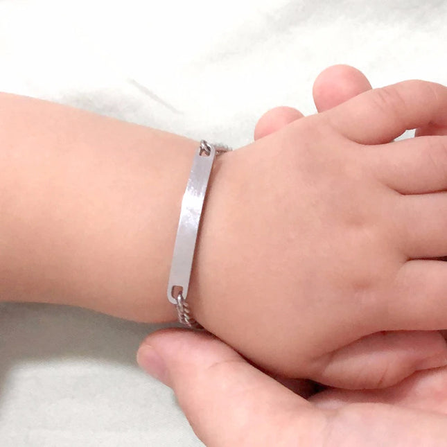 Vnox Adjustable Length Kids Babi ID Bracelets Anti Allergy Stainless Steel Girl Boy Children Anti Lost Jewelry Custom Name Phone