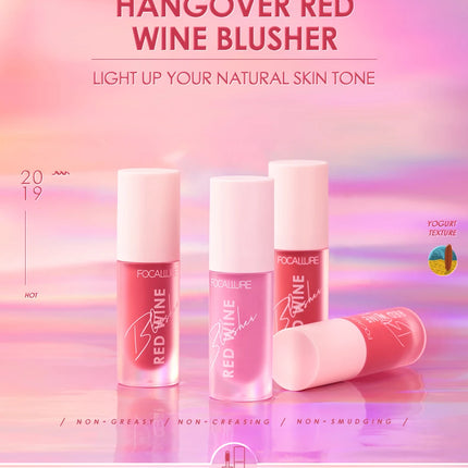 FOCALLURE Liquid Blusher 4 Colour Natual Makeup Face Blush Long-lasting Matte Make Up Hangover Red Wine Blush korean Makeup