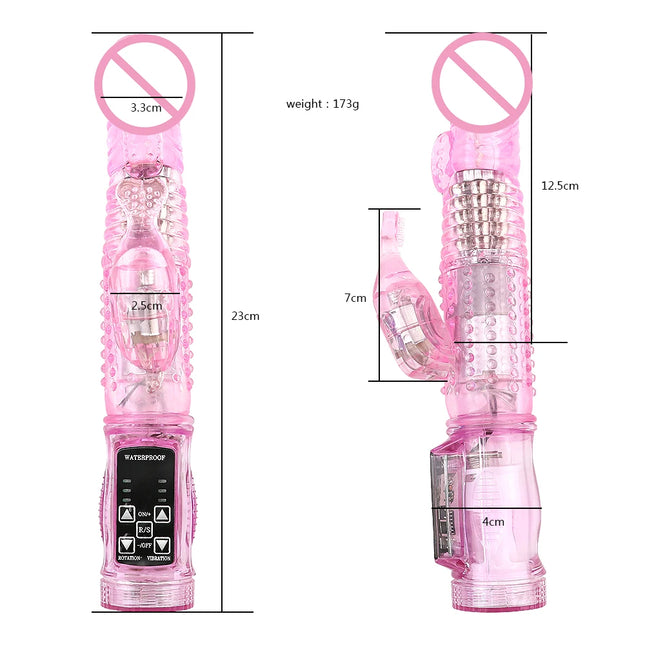 Dual Motor Rabbit Vibrators 12 Speeds Dildo 360°Rotation G Spot Massager Clitoris Stimulator Adult Sex Toys for Women Sex Shop