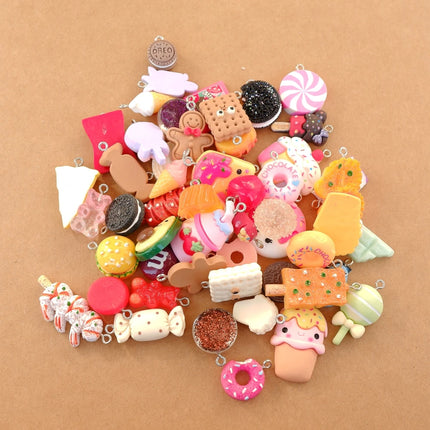 20/30/60/100Pcs/lot By Random Cake Candy Food Charms For Jewelry Making  Bracelets  Earrings Making Resin Flat Back Cabochon