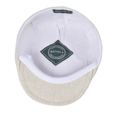 BOTVELA Linen Flat Cap for Men Women Herringbone Linen Newsboy Cap Lightweight Driver Ivy Hat Bakerboy Hat Summer Boina for Male