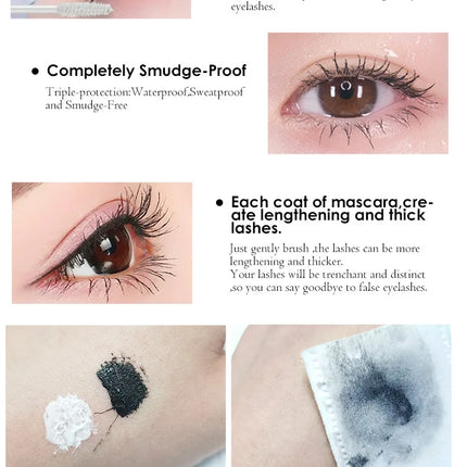 Double Head Lash Tint 4D Silk Fiber Makeup Mascara Eyelash Growth Liquid Long Thick Waterproof Long Lasting Natural Curling
