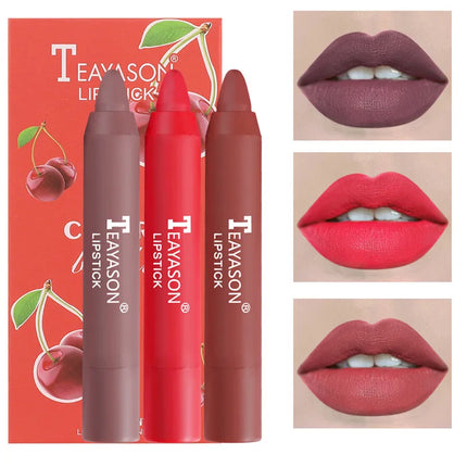 3pcs/set Velvet Matte Lipsticks Set Long Lasting Waterproof Sexy Red Nude Lip Stick Tint Pen Natural Makeup Beauty Cosmetic