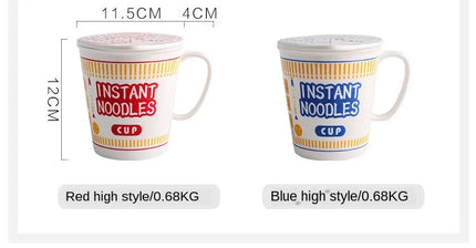 ins style creative instant noodle ceramic Cup bowl with cover bento box Student lunch box instant noodle Bowl soup Bowl set