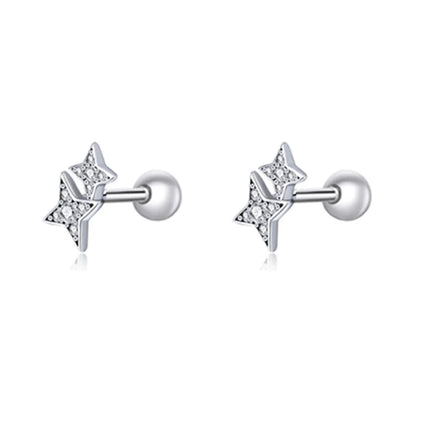 Bamoer 925 Sterling Silver Brilliant Star Earrings for Women Tiny Butterfly Stud Earrings Snowflake Girl Ear Studs Fine Jewelry