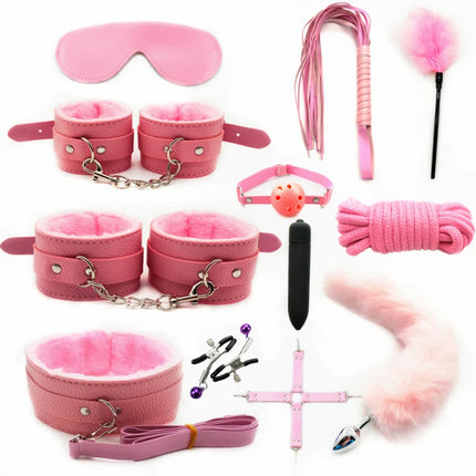 Adults Products Leather Sex Toy Kit Handcuffs Bondage Set Sex Games Bdsm Adult Toys Exotic Accessories Sex Toys for Couples