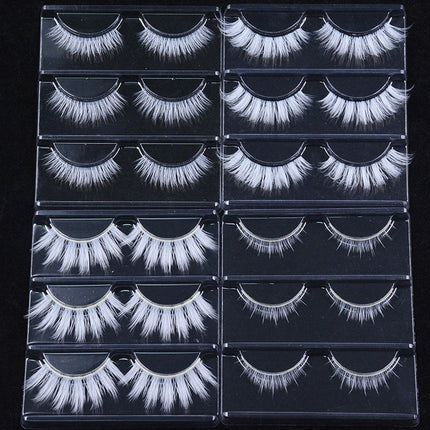 3 Pairs White Eyelashe  Fluffy Lace Colored False Lashes Vegan Silk Eye Lashes for Doll Cosplay Party Halloween Makeup