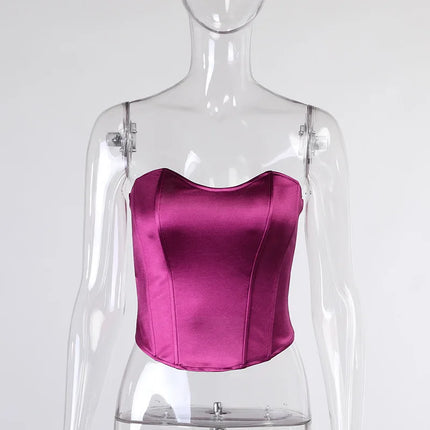 Sexy Women Tube Tops Solid Sleeveless Slim Skinny Corset Cropped Top 2023 Summer Casual Elegant Female Strapless Vest