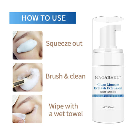 NAGARAKU Eyelash Extension Cleansing Mousse Shampoo Foam Pro Eyelashes Cleaner Bubble Non-irritation Gentle Fast Clean