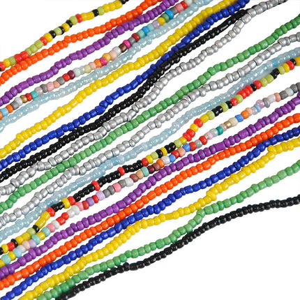 2 Pcs Sexy Summer Waist Bead Chains African Belly Beads Colorful Beach Bikini Body Belly Chain Elastic Jewelry for Women Girls