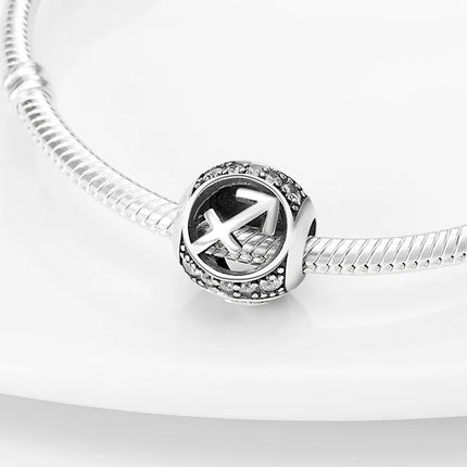Hot Sale 925 Sterling Silver 12 Constellation Beads Charm Fit Original Pand 3mm Bracelet For Women Jewelry Birthday Fashion Gift