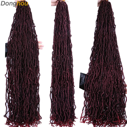 Long Goddess Faux Locks Crochet Braids Brown Blue 1B 30 350 Soft Locs Braiding Hair Synthetic Faux Locs Crochet Hair Extensions