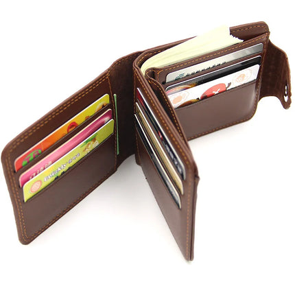 2021 Vintage Men Leather Luxury Wallet Short Slim Male Purses Money Clip Credit Card Dollar Cow Leather Wallet Mens Card Purse