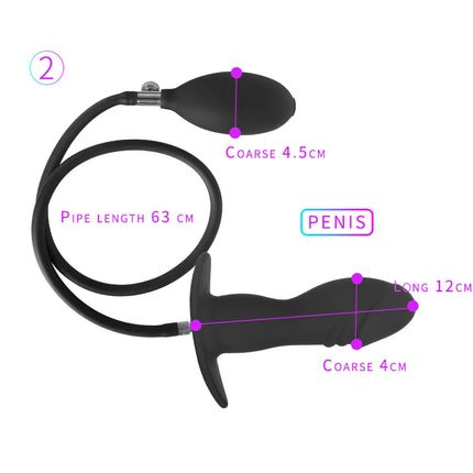 Inflatable Silicone Penis/Ball Gag Oral Dildo Open Mouth Plug Expandable Pump Big Anal Butt Plug Vibrator BDSM Flirt Sex Tools