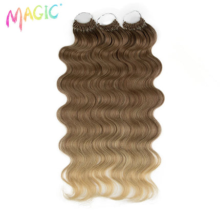 Magic Synthetic Hair Extensions 24inches 3PCS Body Wave Hair Bundles Ombre Blonde Color Tresses Fake Hair Accessories Cosplay