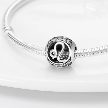 Hot Sale 925 Sterling Silver 12 Constellation Beads Charm Fit Original Pand 3mm Bracelet For Women Jewelry Birthday Fashion Gift
