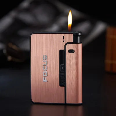 Automatic Cigarette Case Metal Cigarette Boxes 10pcs Cigarette Capacity Can Mount Lighter Men Gadget Tool Nice Gift Dropshipping