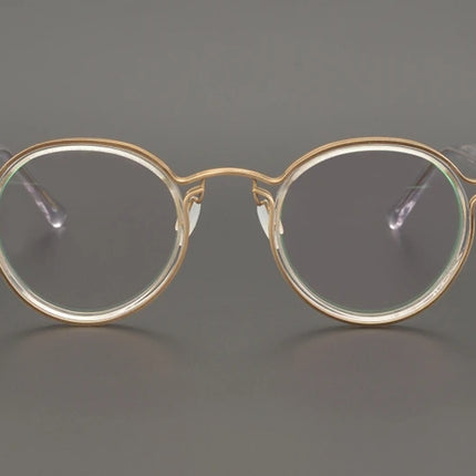 Top Quality Retro Round Glasses Frame Japanese Handmade Titanium Ultralight Men Eyeglasses Women Eyewear Acetate Korean Fashion