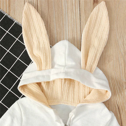 0-24M Newborn Rompers Toddler Autumn Winter Long Sleeve Baby Boys Rompers Cute Rabbit Ears Hooded Baby Girl Jumpsuit Kid Clothes