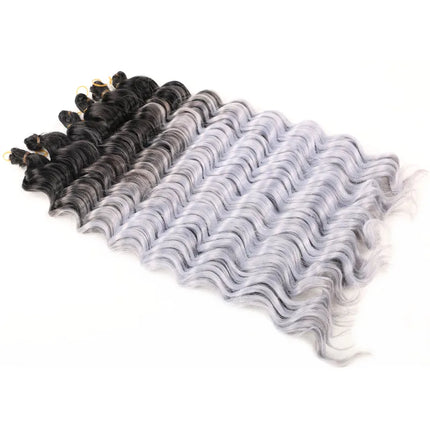 20“Deep Curly Synthetic Hair Deep Wave Bulk Crochet Braid Black Ombre Blue Brown Gray Green Purple Color Twist Braiding Hair